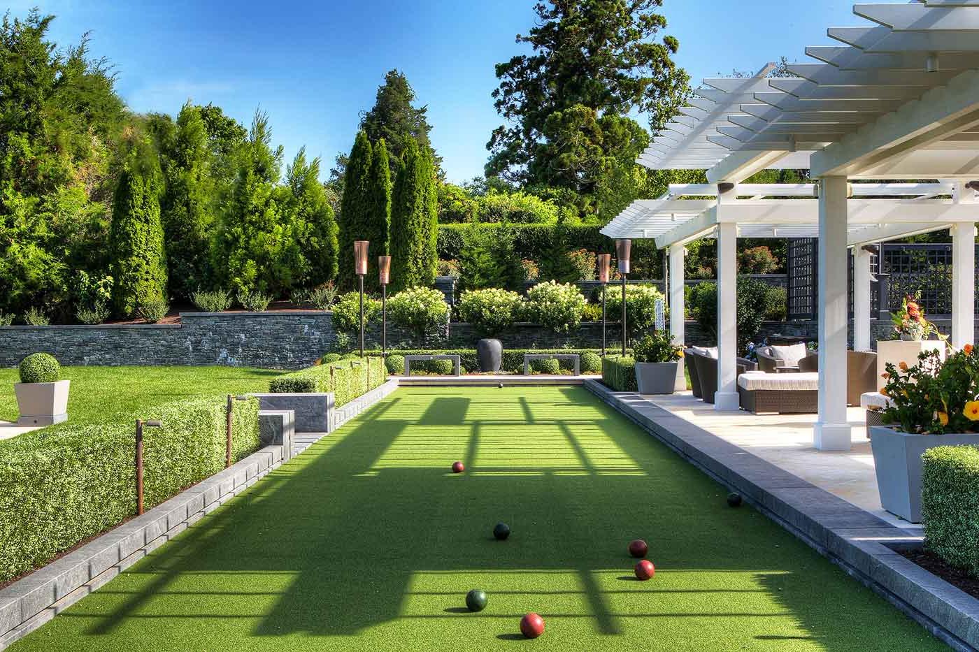 Bocce ball court designed by Katherine Field and Associates